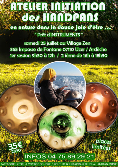 atelier handpan ardeche village nature zen juillet